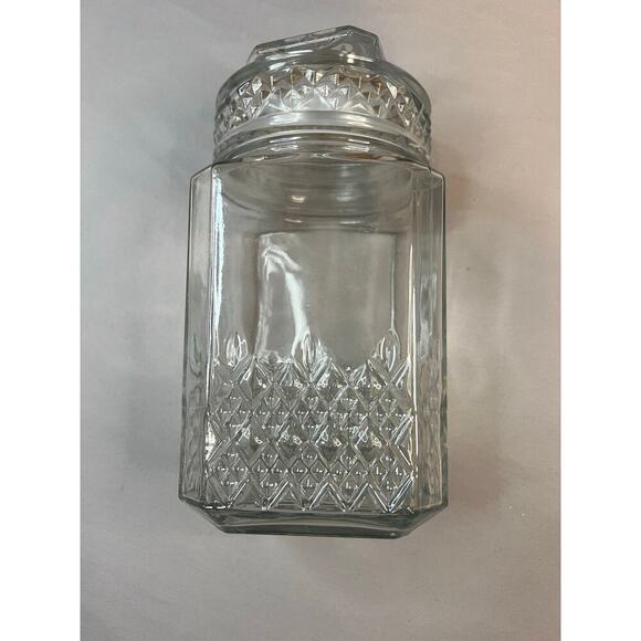 Koeze Other - Koeze Embossed Clear Glass Jar w/Lid 9.5” Hexagon Canister Excellent Condition